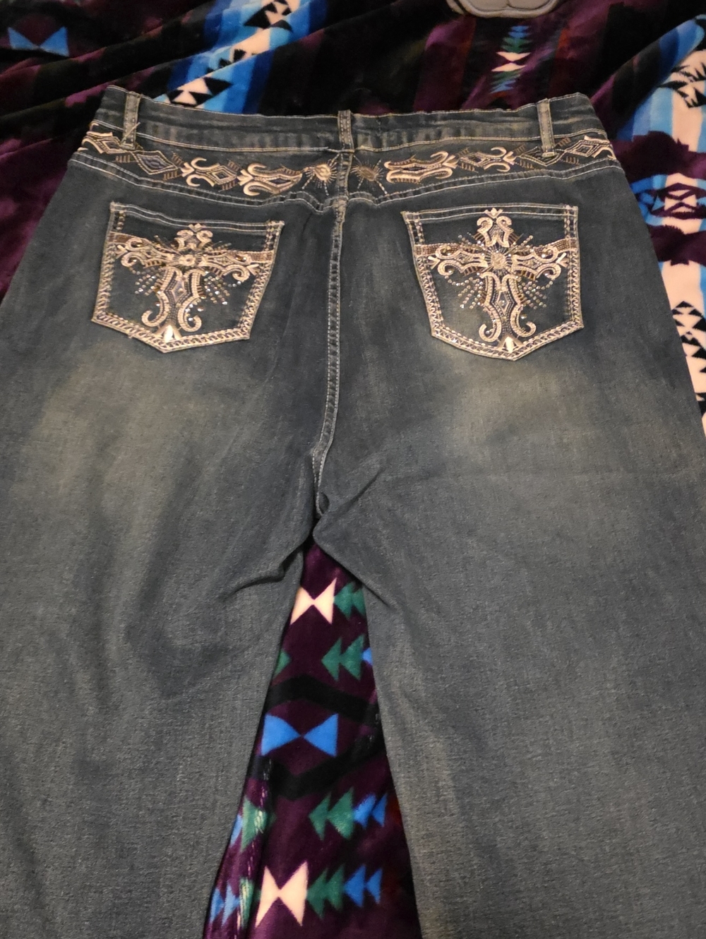 Women's Dark Blue Embroidered Bootcut Jeans